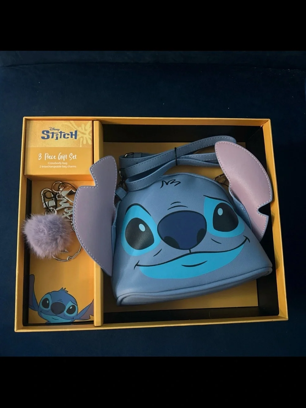 Disney Stitch 3 Piece Gift Set Crossbody Bag & 2 Interchangeable Charms